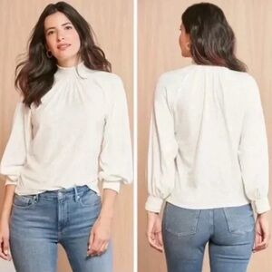 Nation Ltd Melanie Smocked Peasant Tee Ivory 100% Pima cotton